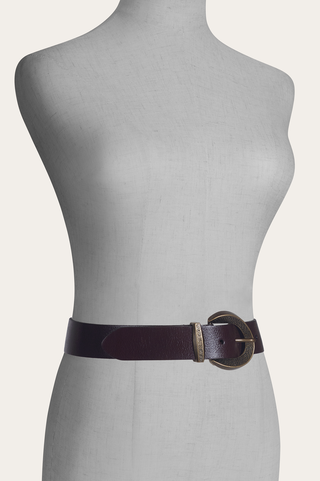 Brown 35mm Engraved Buckle Belt