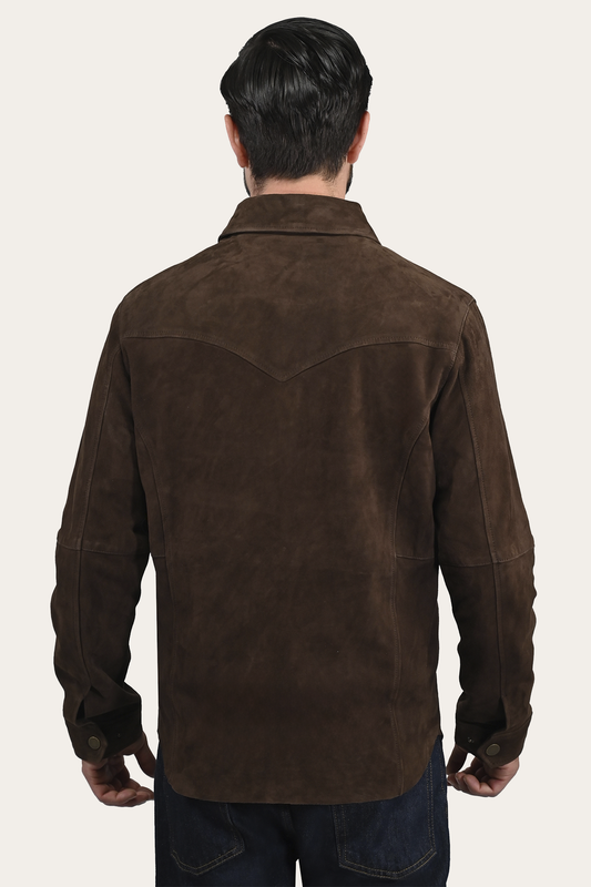 Men’s Dark Brown Authentic Suede Shacket