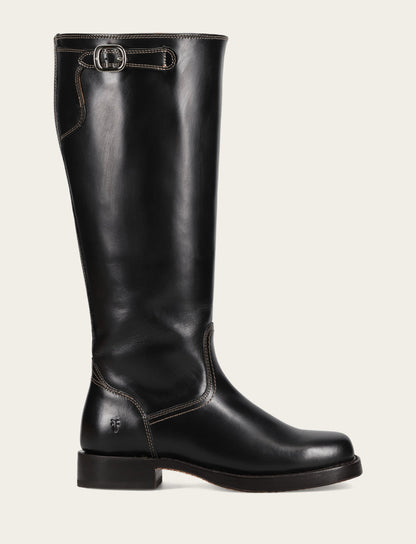 Women's Black Campus Low Heel Tall Riding Wide Calf Boot