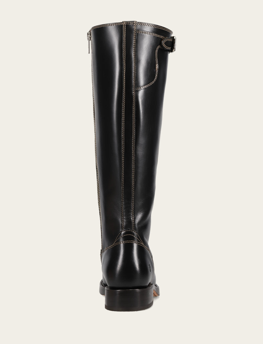 Women's Black Campus Low Heel Tall Riding Wide Calf Boot
