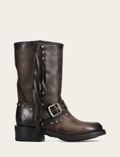 Women's Black Viv Fringe Engineer Boot