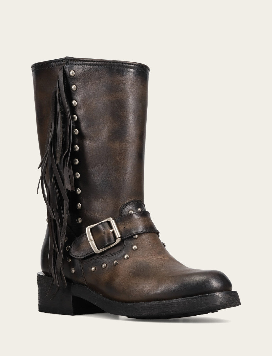 Women's Black Viv Fringe Engineer Boot