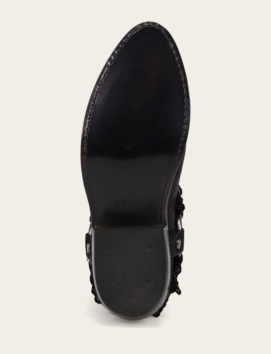 Women's Black Billy Harness Ruffle Boots
