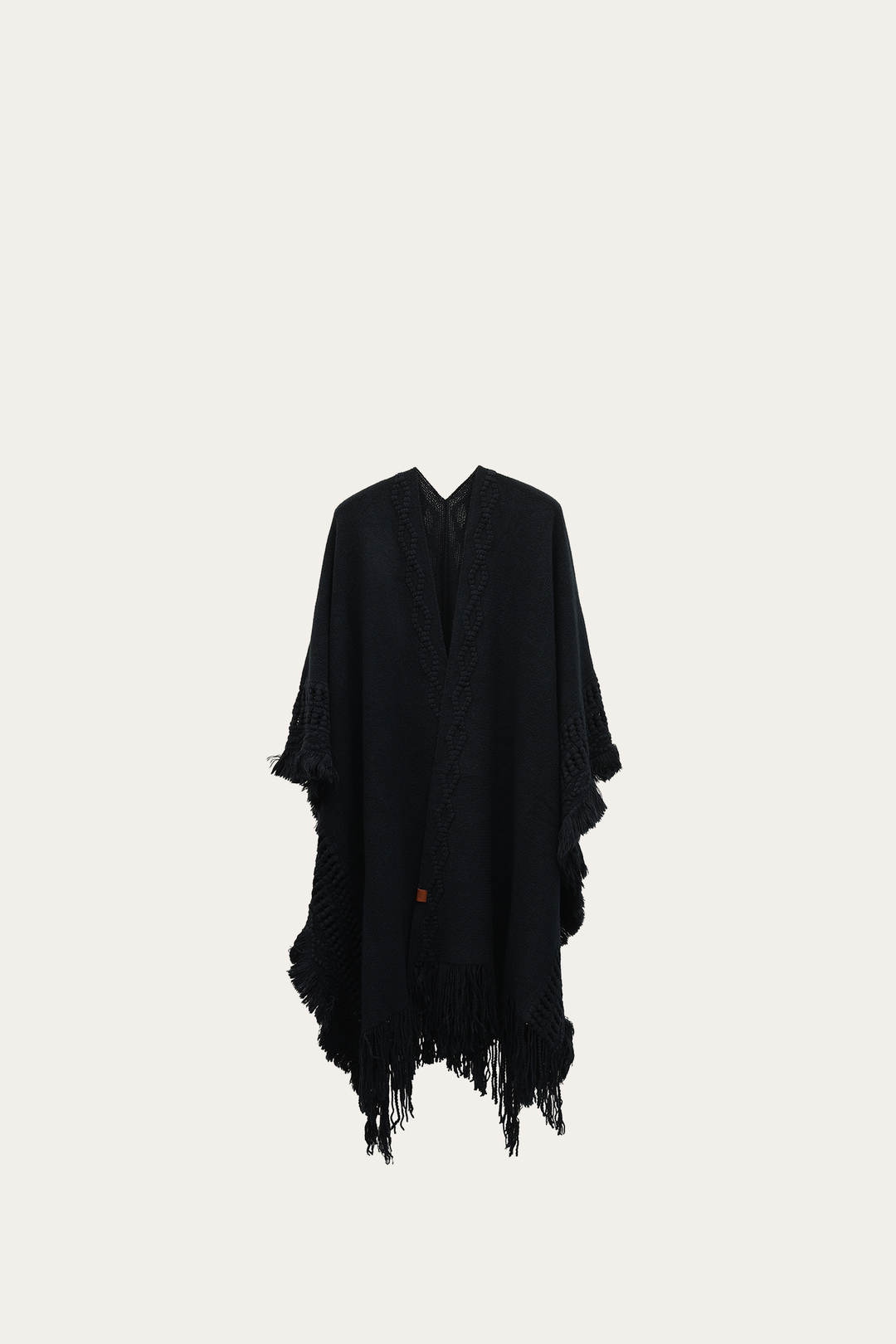 Navy Blazer Embellished Fringe Ruana