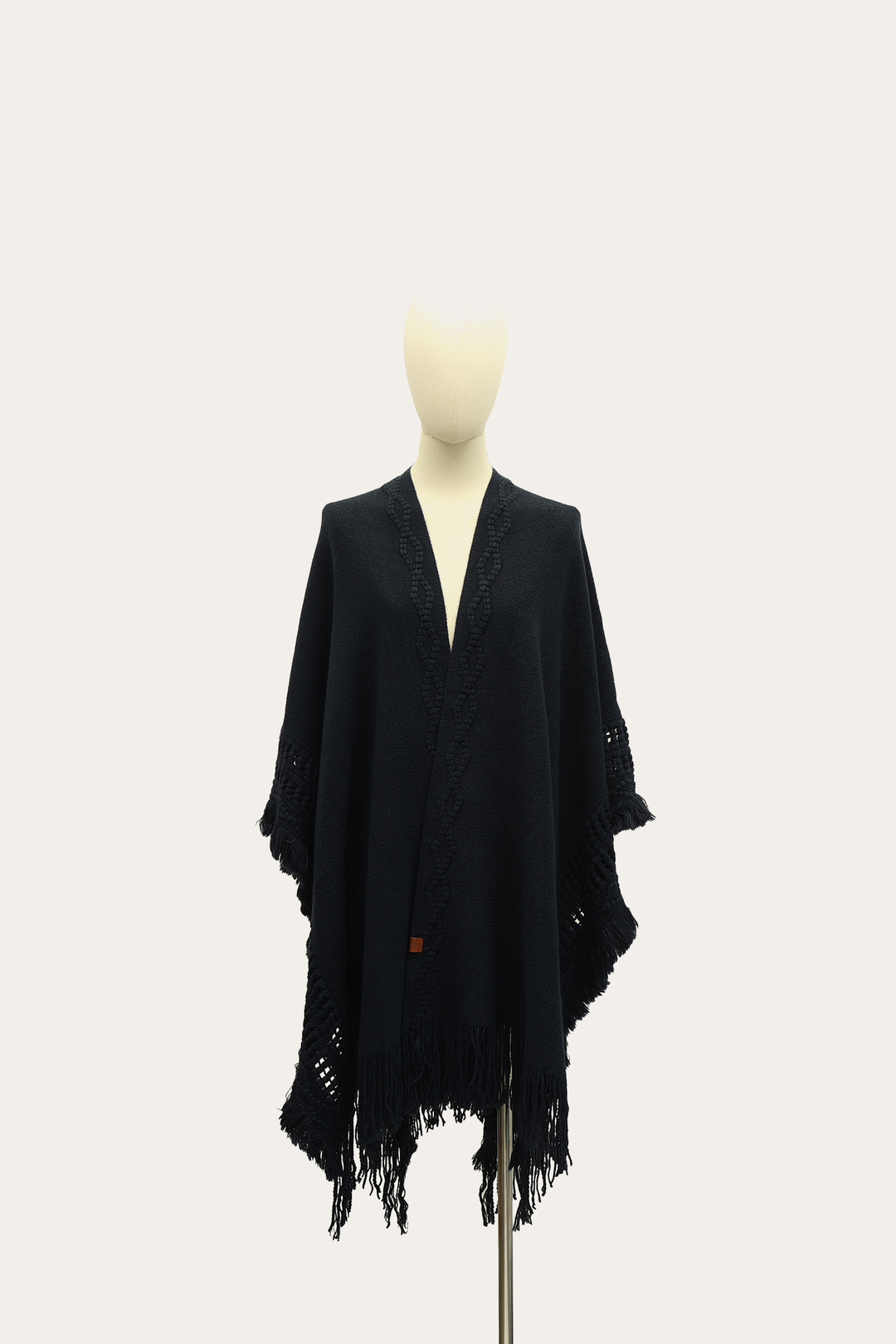 Navy Blazer Embellished Fringe Ruana