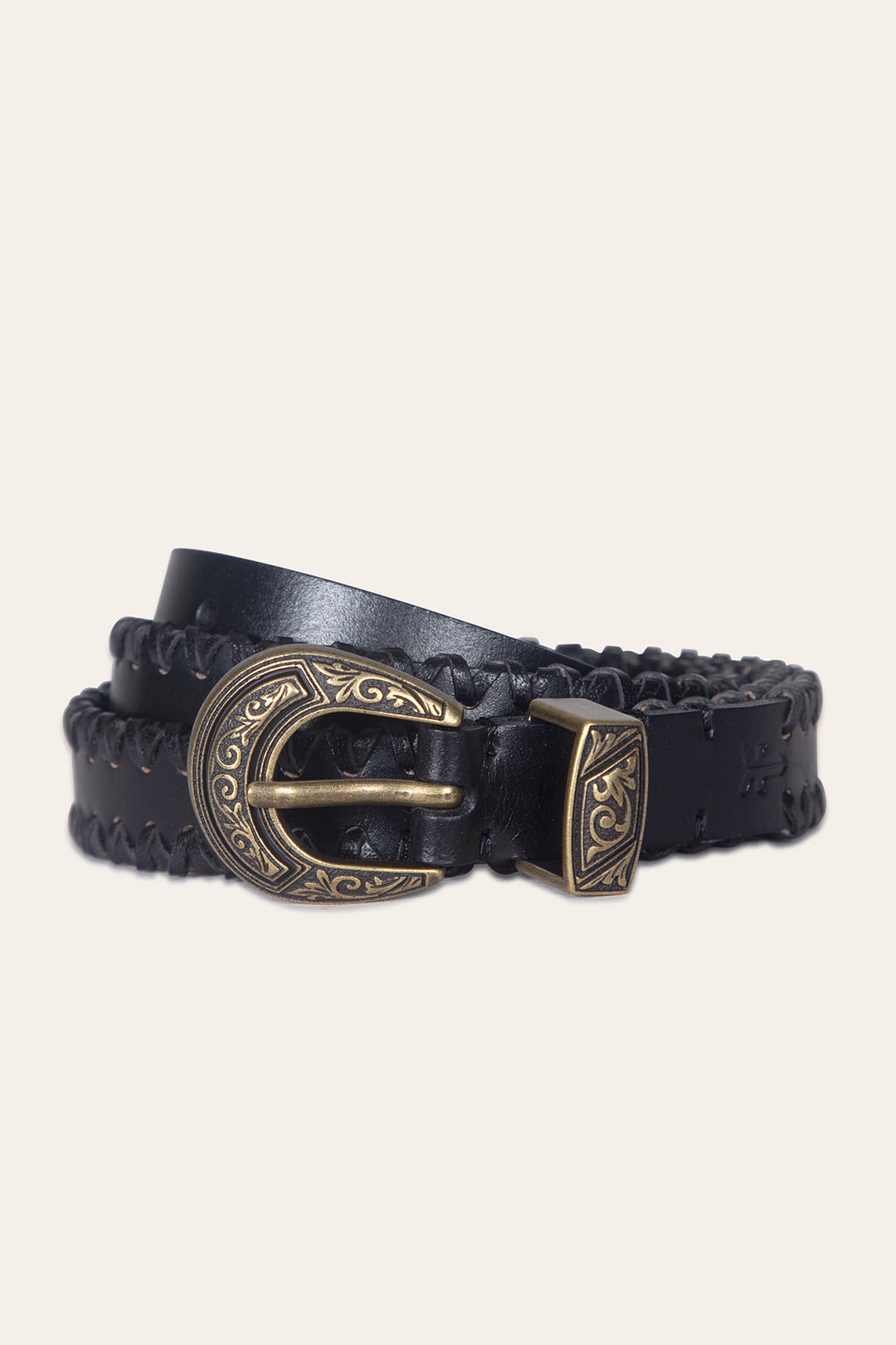 20mm Black Leather Belt With 3-Piece Buckle Set