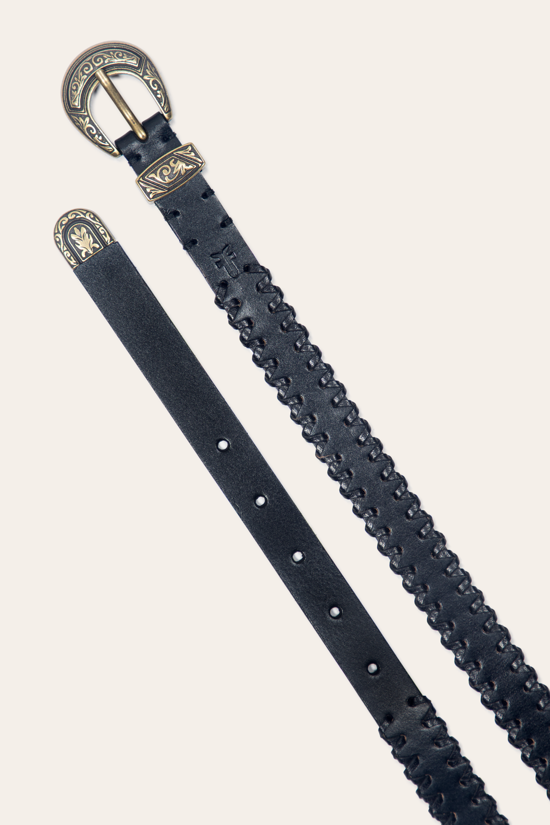20mm Black Leather Belt With 3-Piece Buckle Set