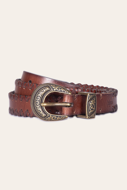 20mm Tan Leather Belt With 3-Piece Buckle Set