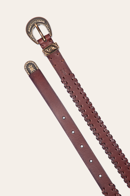 20mm Tan Leather Belt With 3-Piece Buckle Set