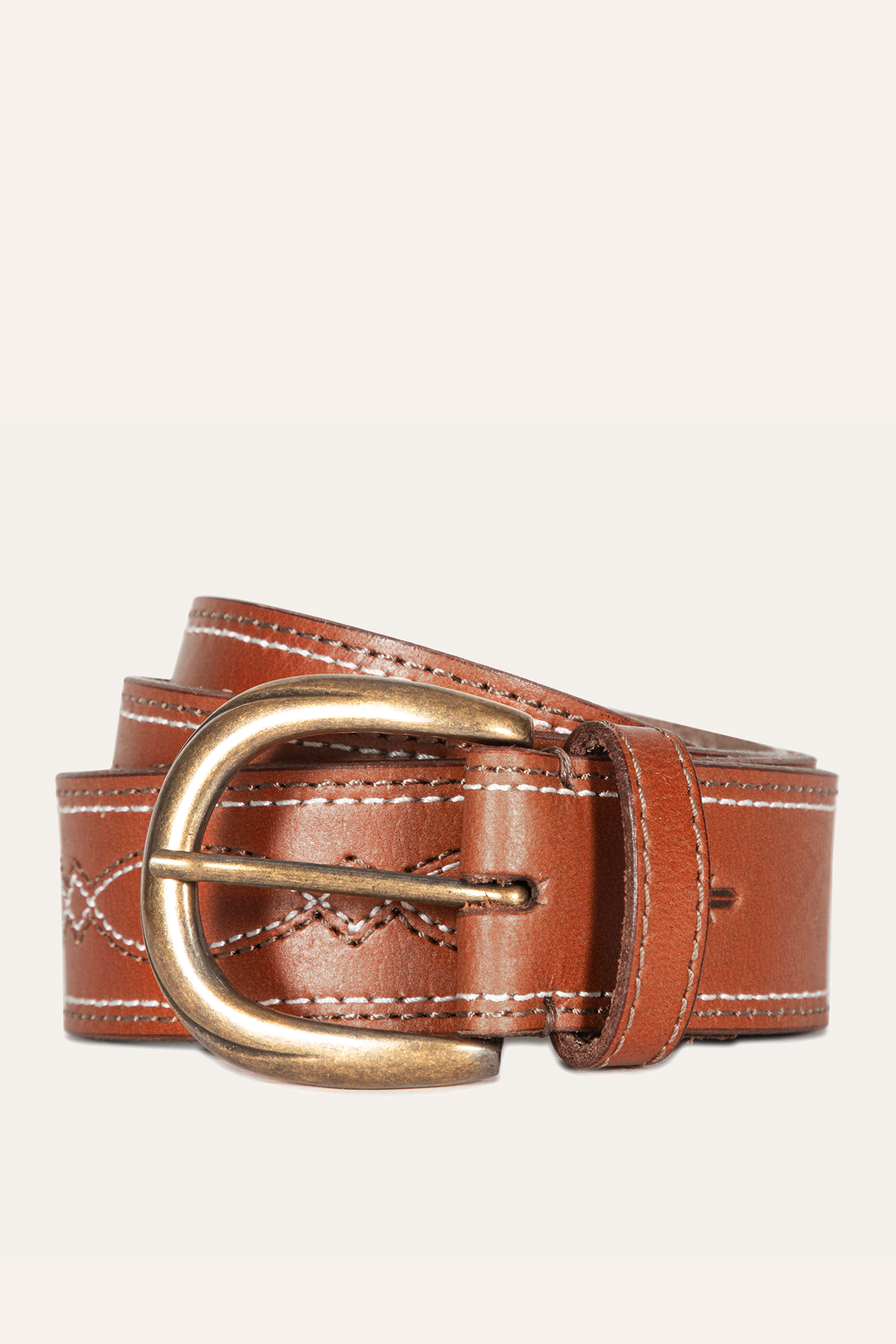 40mm Tan Belt With 2-Tone Stitch