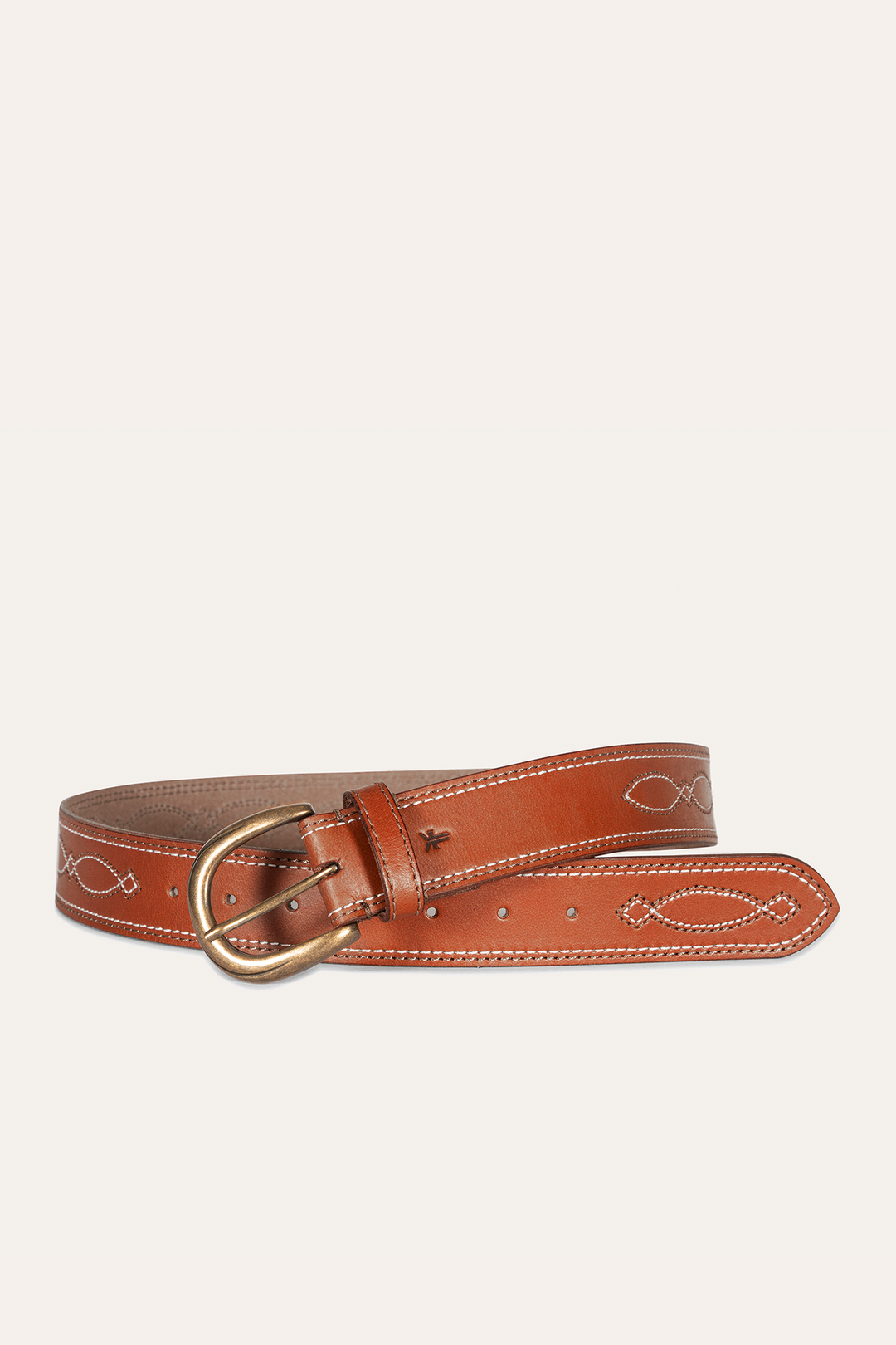 40mm Tan Belt With 2-Tone Stitch