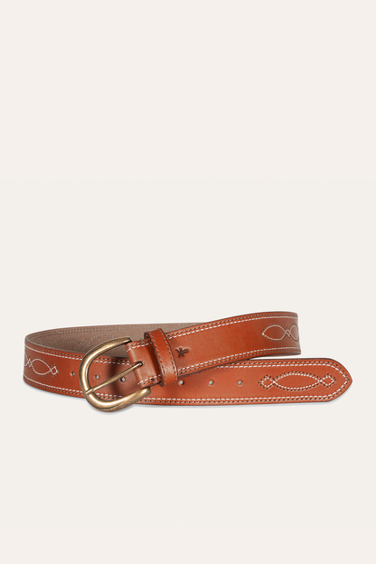 40mm Tan Belt With 2-Tone Stitch
