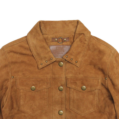 Women’s Medium Brown Nash Fringed Suede Trucker Jacket