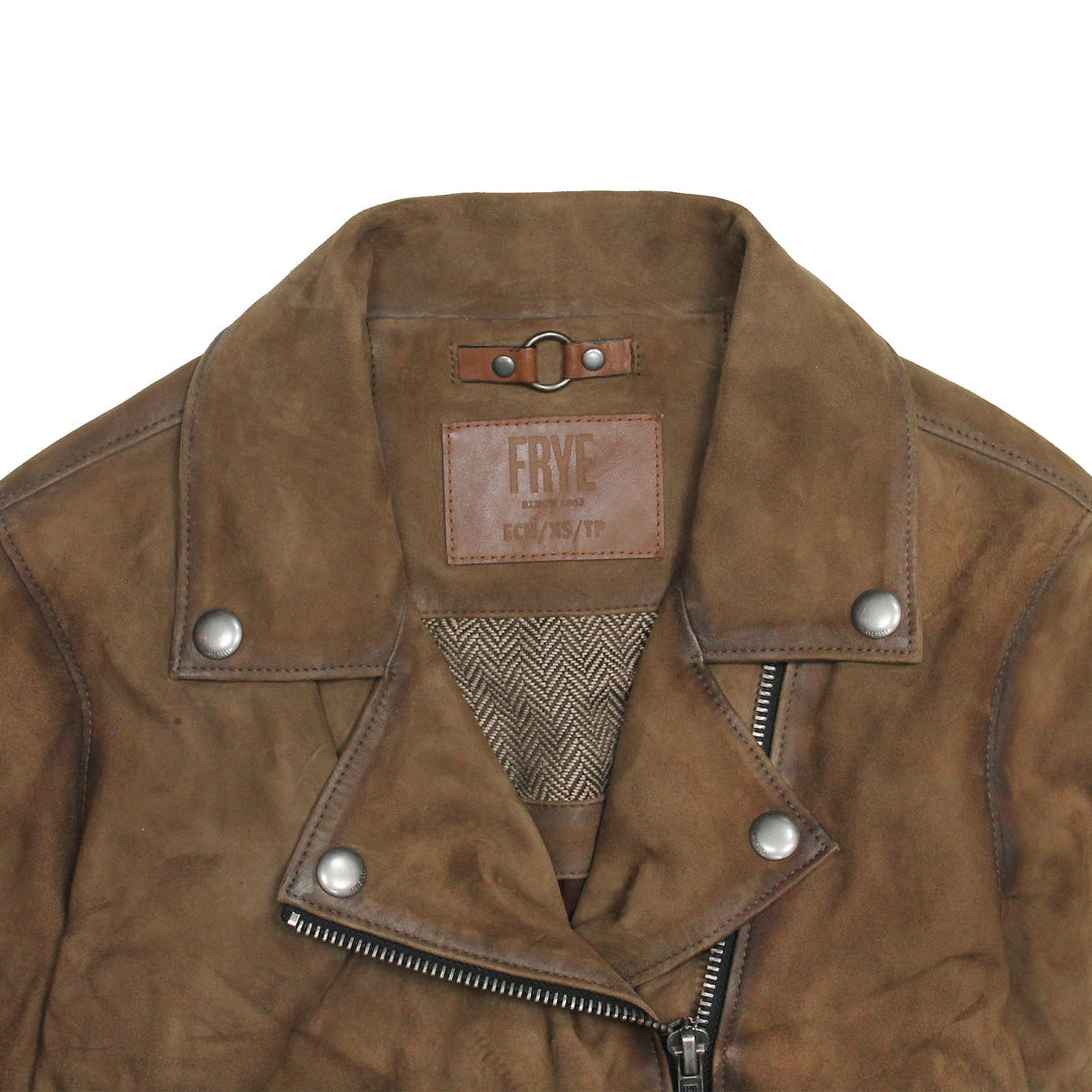 Women’s Dark Taupe Oakley Vintage Suede Biker Jacket