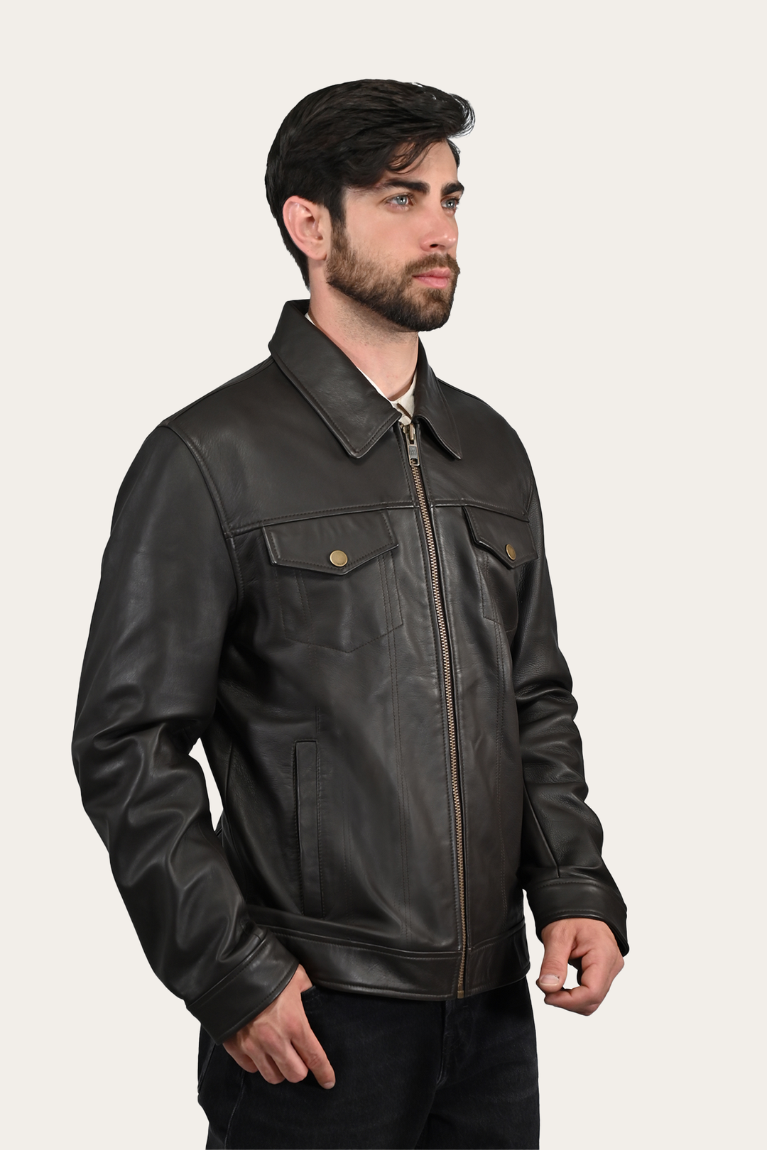 Men’s Dark Brown Durango Trucker Leather Jacket
